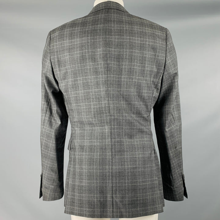JOHN VARVATOS Size 40 Grey Charcoal Plaid Wool Silk Sport Coat
