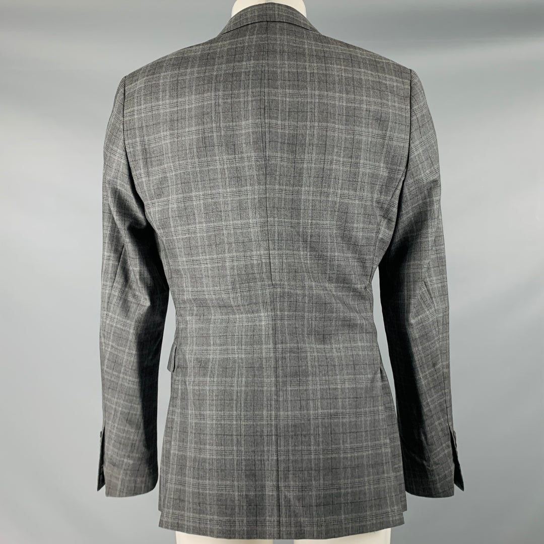 JOHN VARVATOS Taille 40 Manteau de sport en laine et soie à carreaux gris charbon