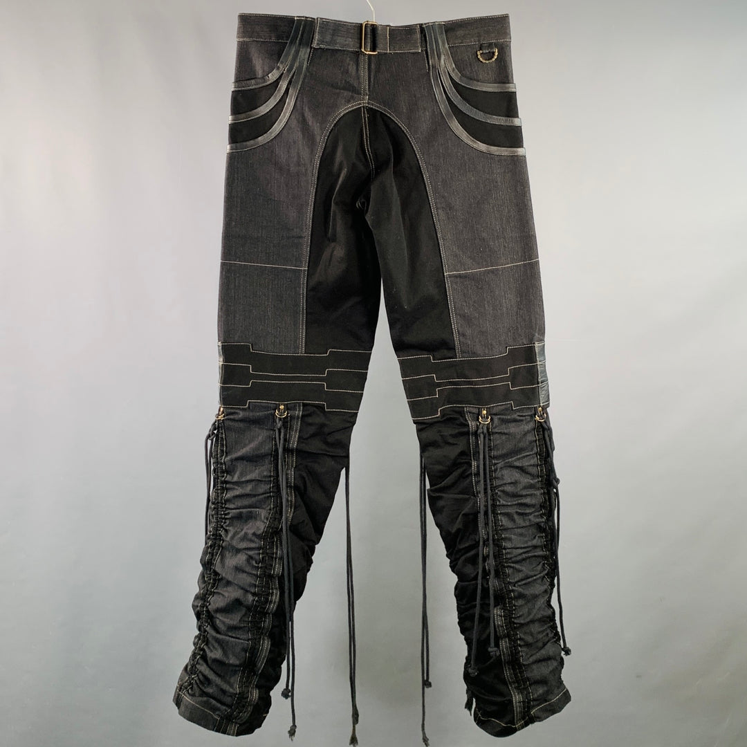 AD NOW Size S Rocker Black Indigo Cotton Tapered Jeans