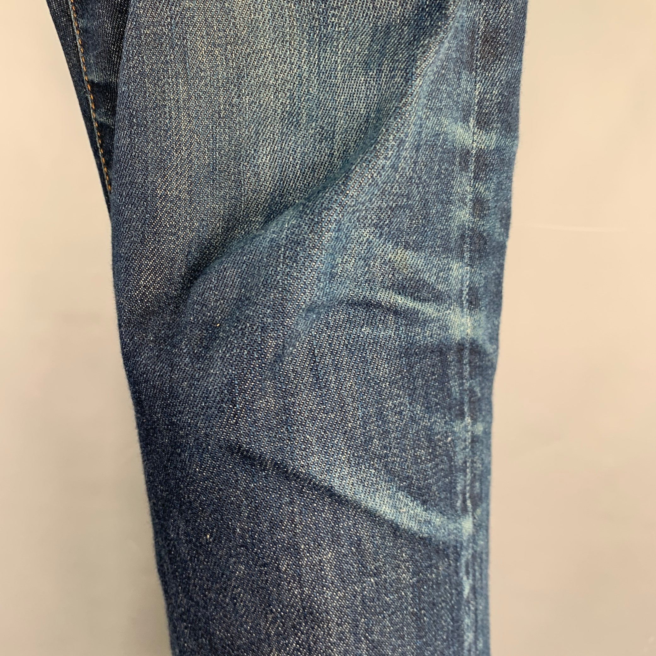 DIOR HOMME Size 31 Blue Washed Cotton Blend Button Fly Jeans – Sui