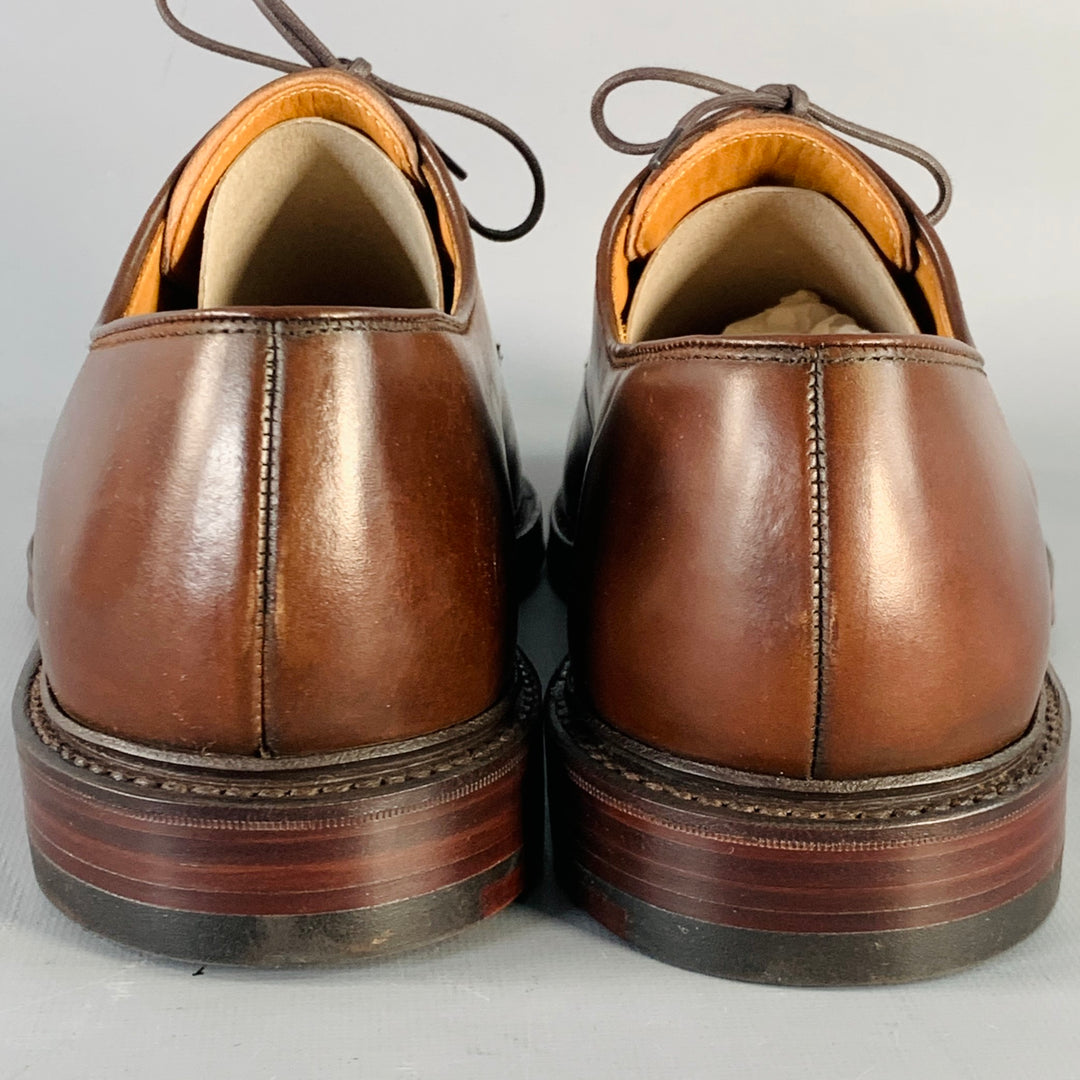RALPH LAUREN Size 10.5 Marlow Brown Cordovan Leather Derby Lace-Up Shoes