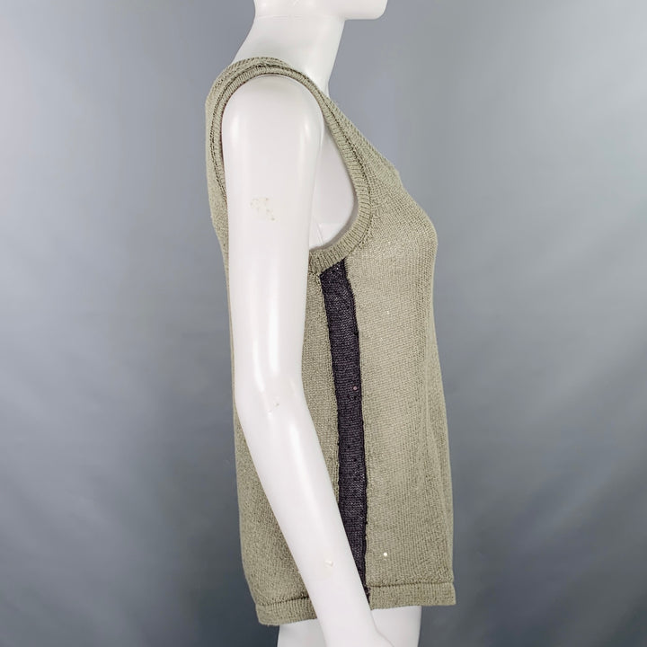 BRUNELLO CUCINELLI Size S Green Sage Linen Blend Knit Sleeveless Casual Top