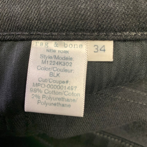RAG & BONE Size 34 Black Heather Cotton Blend Button Up Jeans