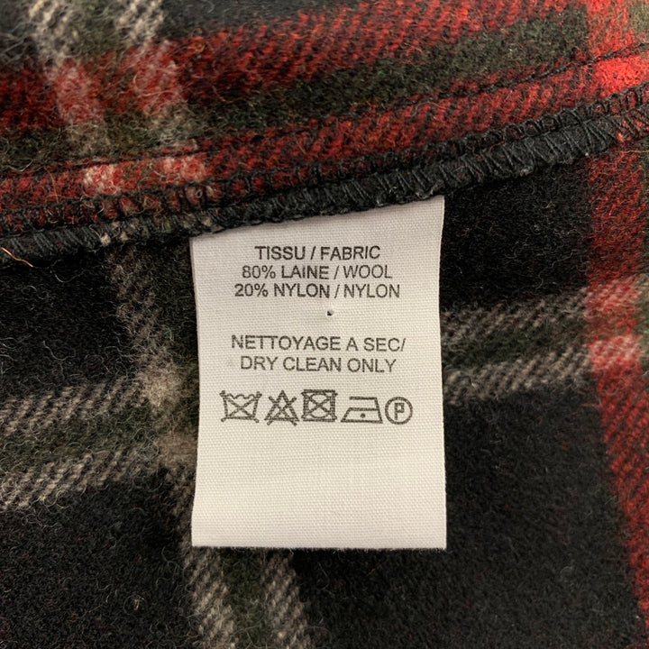 A.P.C. Size XL Black Red White Plaid Wool Nylon Button Up Long Sleeve Shirt