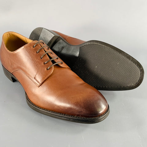 GIORGIO ARMANI Size 7.5 Brown Leather Lace-Up Shoes
