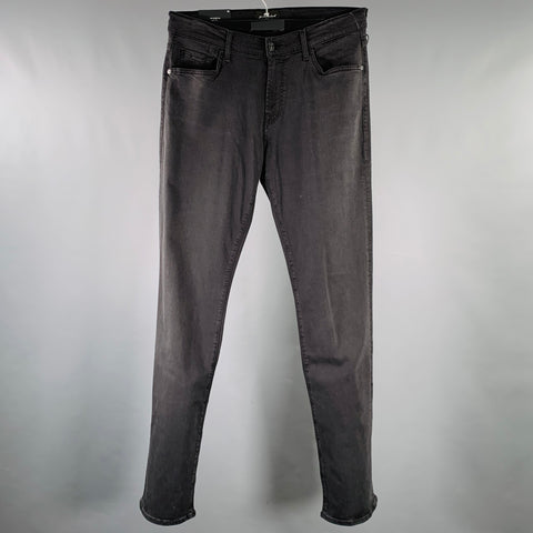 7 FOR ALL MANKIND Size 32 Black Modal Blend Slim Straight Jeans