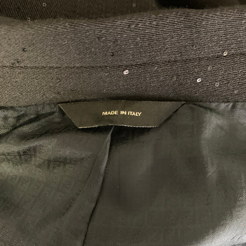 FENDI Chest Size 44 Black Sequined Wool  Polyester Peak Lapel 36 29 Suit