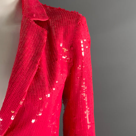 ALICE + OLIVIA Size XS Pink Polyester Sequined Notch Lapel Pants Suit