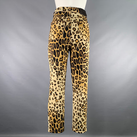 ETRO Size 30 Tan Black Cotton  Elastane Leopard Zip Fly Jeans
