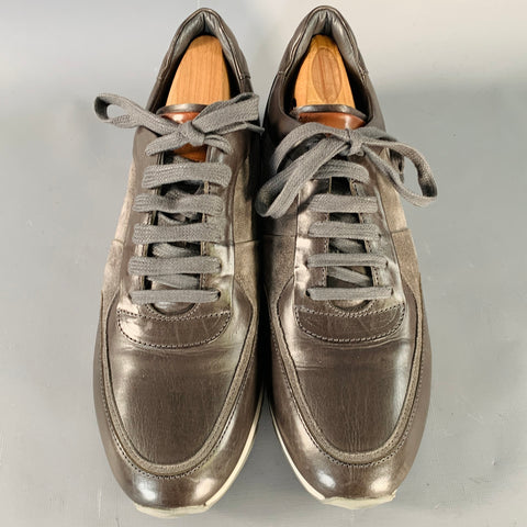 TO BOOT NY Size 7 Black Charcoal Leather Color Block Low Top Sneakers