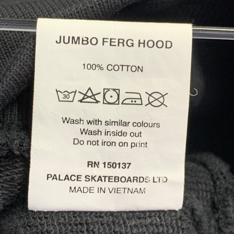 PALACE Size L Jumbo Ferg Hood Black Logo Cotton Hooded Sweatshirt