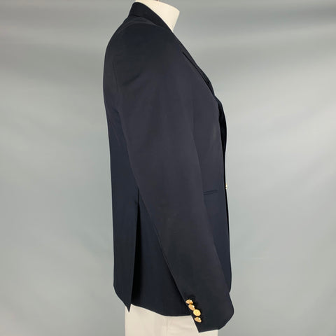 THOM BROWNE Size 42 Navy Stripe Wool Notch Lapel Sport Coat