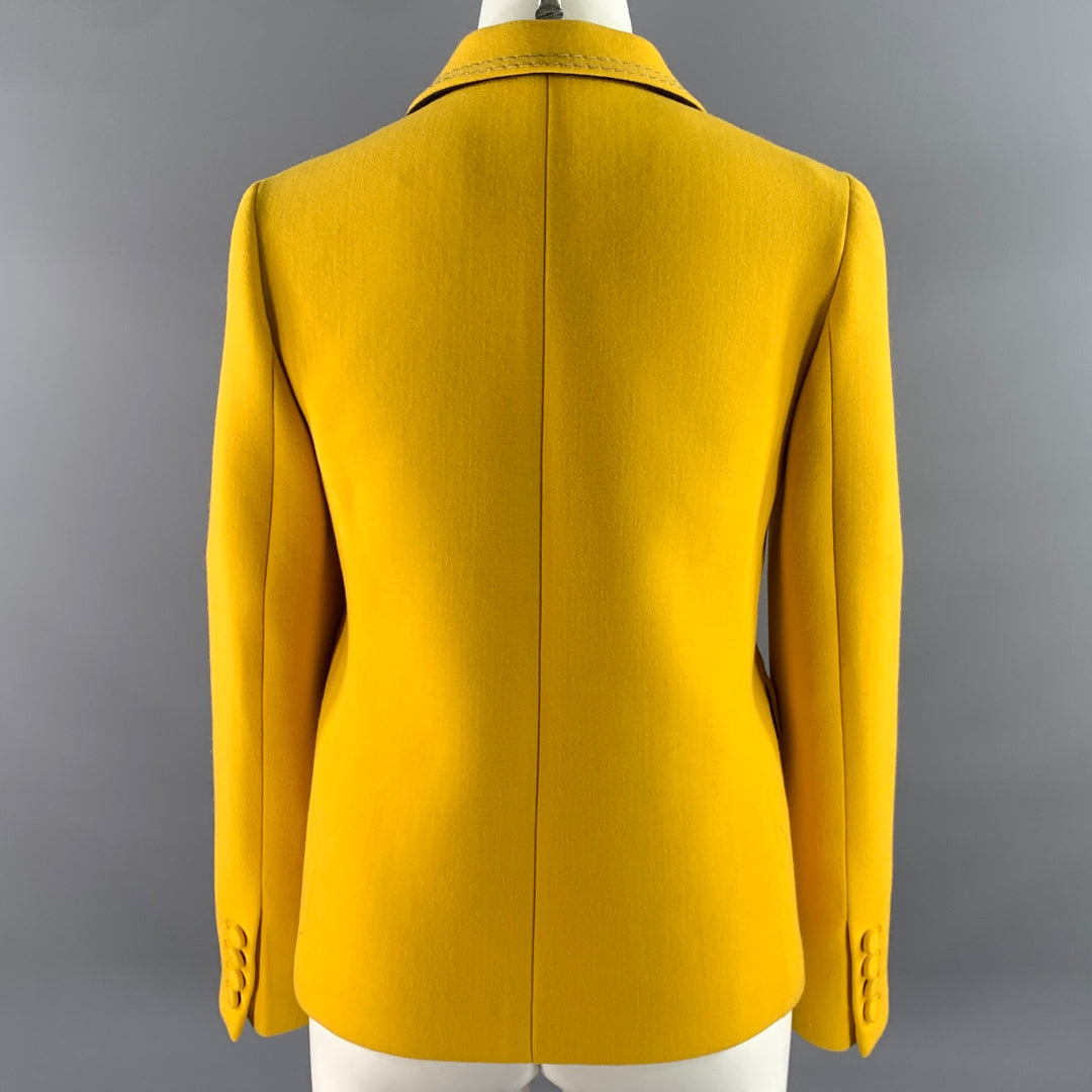 BOTTEGA VENETA Size 4 Yellow Wool Polyamide Chain Stitch Blazer
