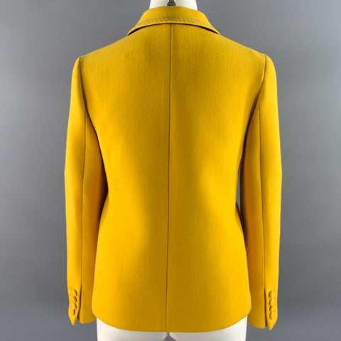 BOTTEGA VENETA Size 4 Yellow Wool Polyamide Chain Stitch Blazer