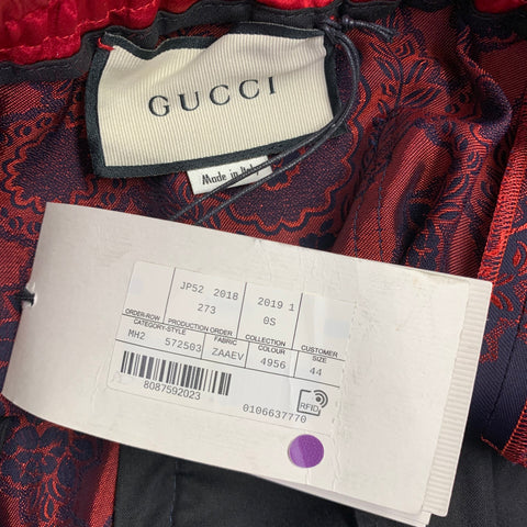 GUCCI 2018 Size 28 Red Black Jacquard Viscose Blend Joggers Shorts