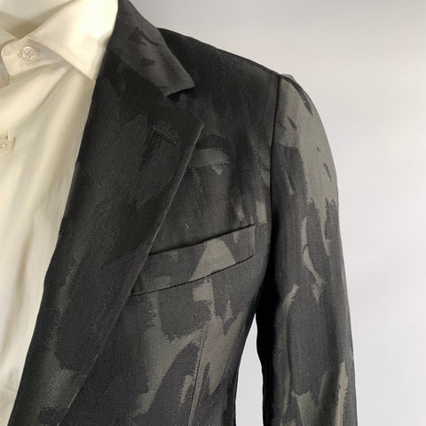 ALEXANDER MCQUEEN Chest Size 40 Black Jacquard Wool Viscose Blend Sport Coat