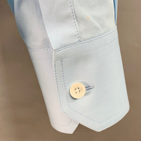 VALENTINO Size S Blue Beaded Embroidery Cotton Tuxedo Long Sleeve Shirt
