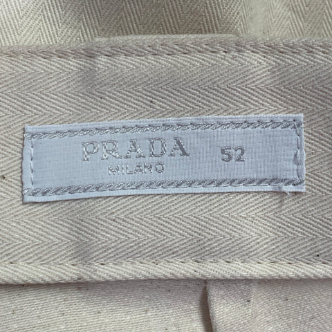 PRADA Size 36 Beige Cotton Herringbone Tapered Elastic Cuffs Zip Fly Casual Pants