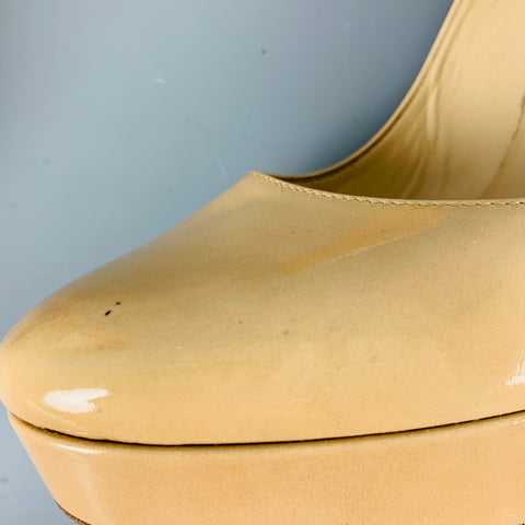 JIMMY CHOO Size 12 Beige Patent Leather Platform Pumps