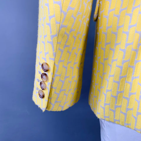 MR TURK Chest Size 42 Yellow Grey Jacquard Cotton Blend Notch Lapel Sport Coat