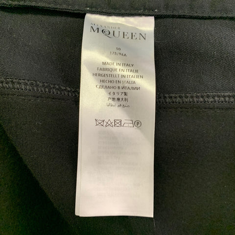 ALEXANDER MCQUEEN Size 40 Black Red Twill Cotton Blend Denim Jacket