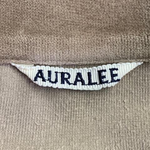 AURALEE Size XL Brown Taupe Velour Cotton Half Zip Pullover