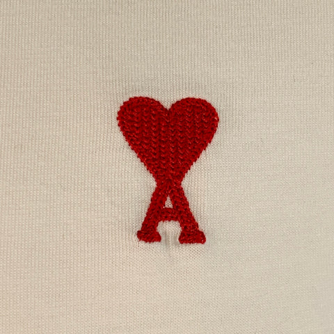 AMI by ALEXANDRE MATTIUSSI Size XL White Red Heart Logo Cotton Crew Neck T-shirt