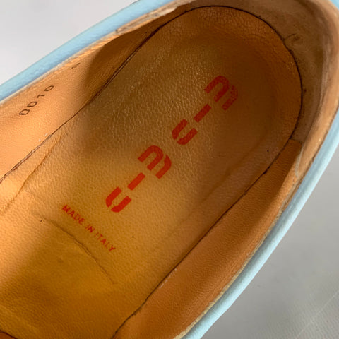 MIU MIU Size 9 Navy Light Blue Leather Spectator Loafers