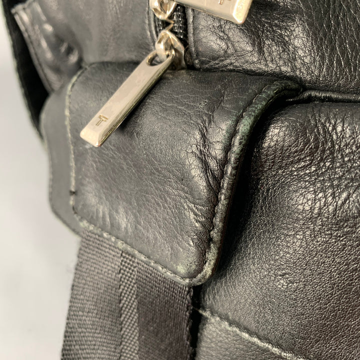 TUMI Black Leather Overnight Bag