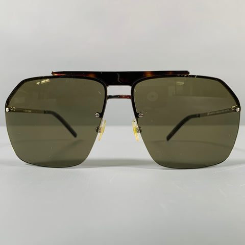 DIOR HOMME Silver Tortoise Shell Metal Aviator Sunglasses