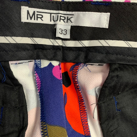 MR TURK Size 40 Pink Multi Color Floral Cotton Blend Notch Lapel Suit