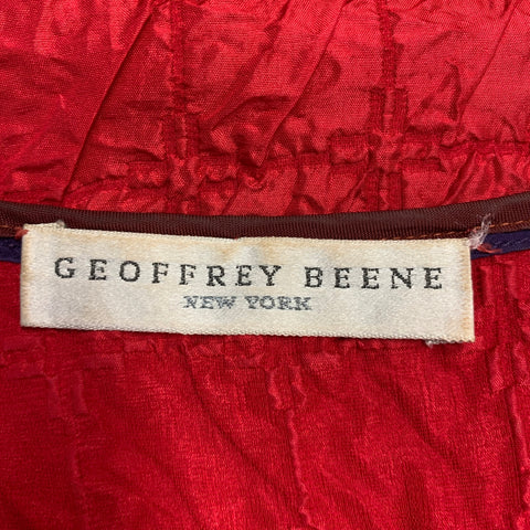 GEOFFREY BEENE Size 4 Red Stripe Wrinkled Casual Top
