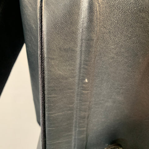 VALENTINO Size 36 Navy Wool Lambskin Leather Double Breasted Peacoat