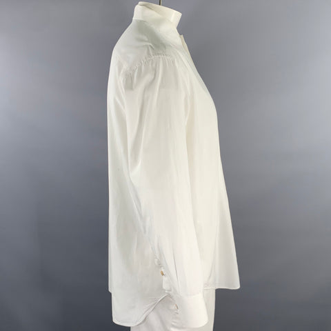 MATSUDA Size L White Cotton Mixed Button Long Sleeve Shirt