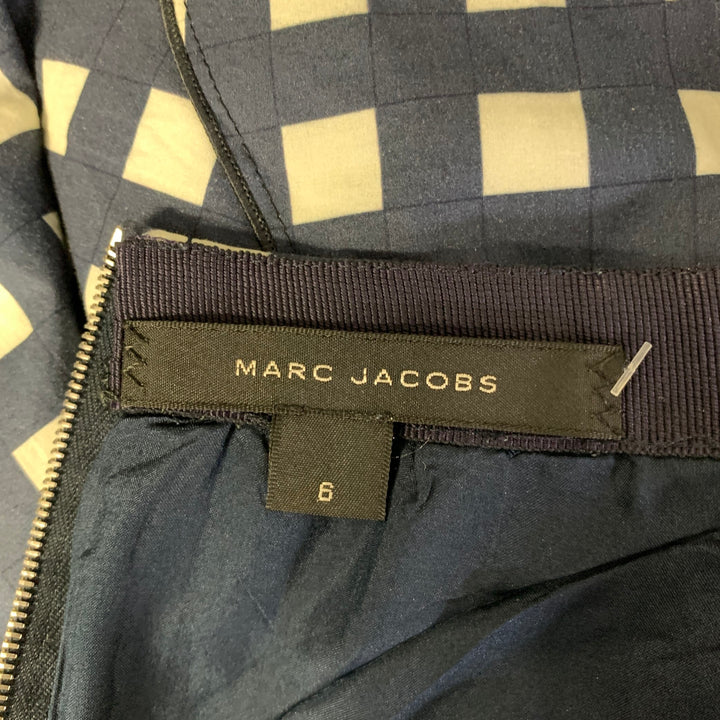 MARC JACOBS Size 6 Navy White Cotton Gingham Mid-Calf Skirt