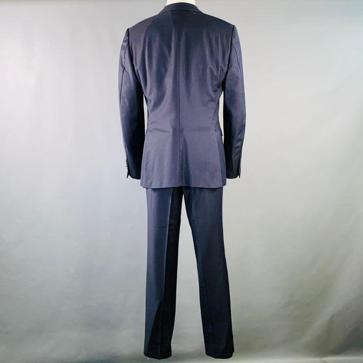 Z ZEGNA Size 40 Regular Navy Charcoal Herringbone Wool Notch Lapel Suit