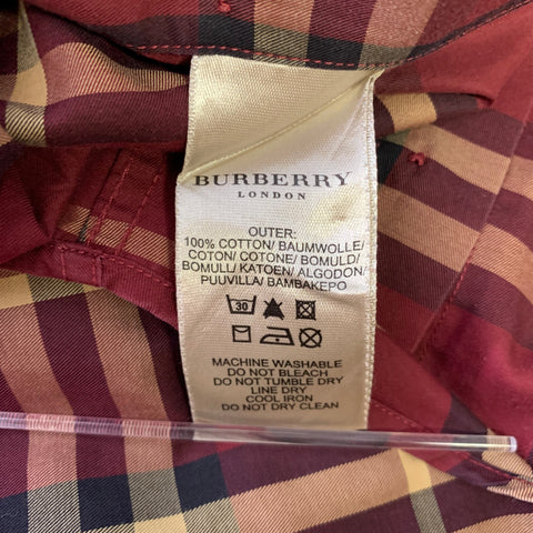 BURBERRY Size M Burgundy Khaki & Black Plaid Cotton Button Up Long Sleeve Shirt