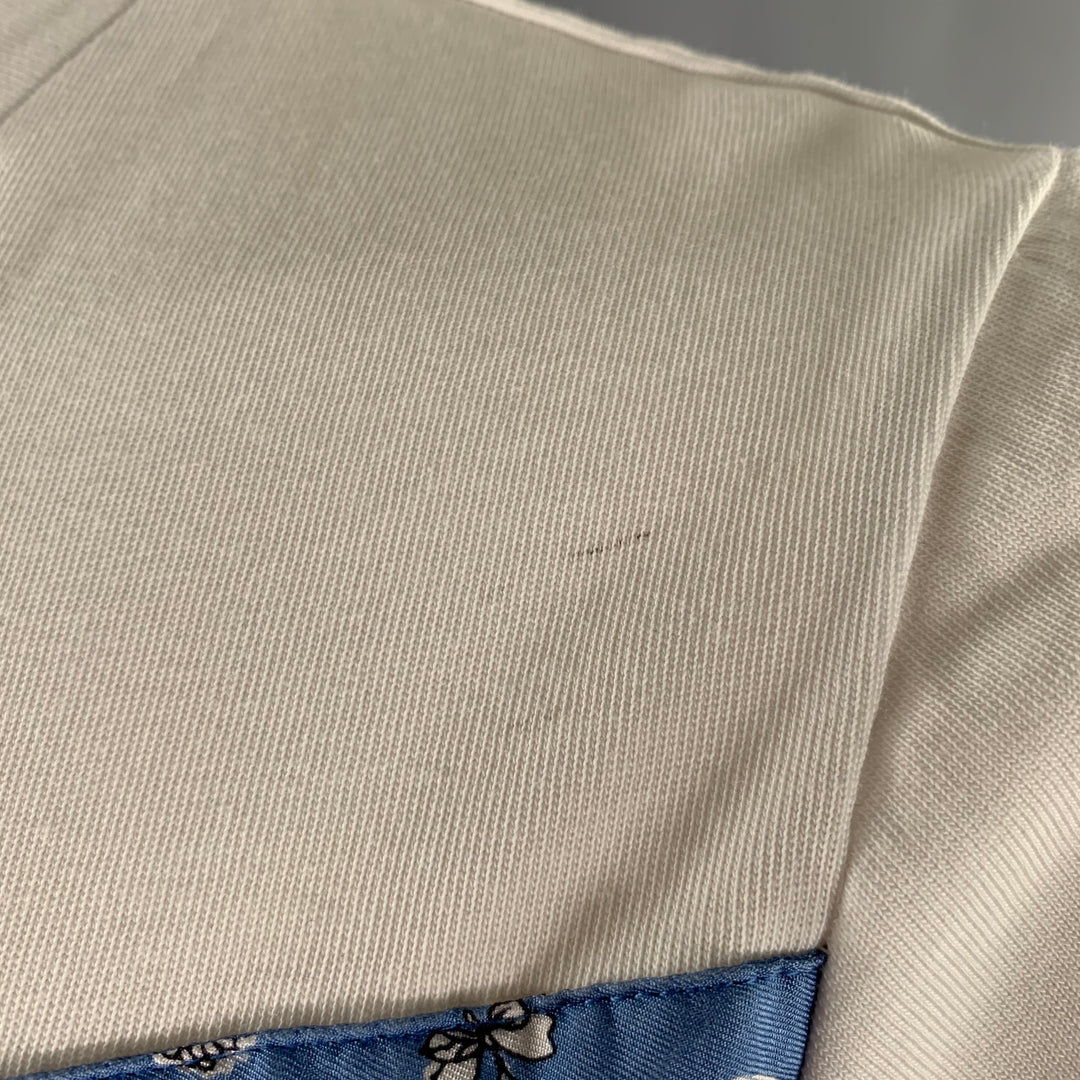 3.1 PHILLIP LIM Size S White Blue Mixed Materials Cotton Silk T-shirt