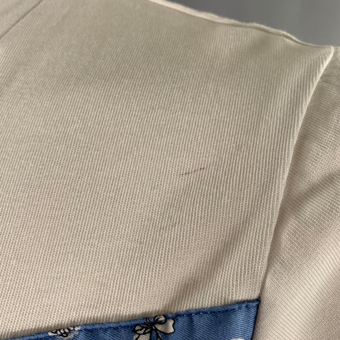 3.1 PHILLIP LIM Size S White Blue Mixed Materials Cotton Silk T-shirt