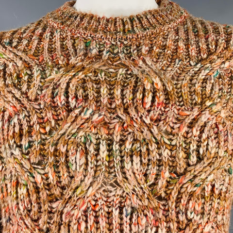 SCOTCH AND SODA Size L Orange Multi Color Cable Knit Acrylic Wool Sweater