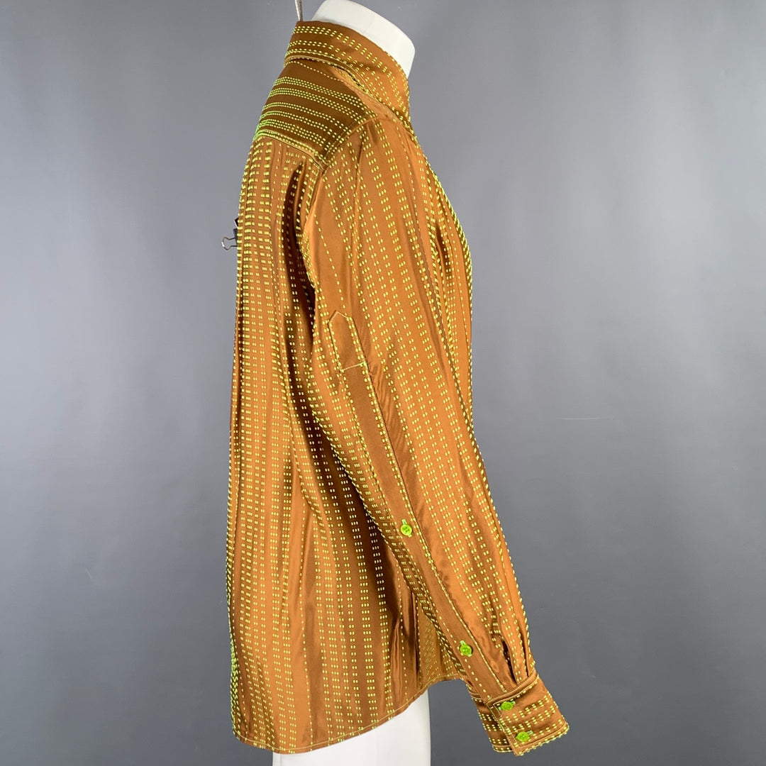 CHRISTOPHER JOHN ROGERS Size S Brown Green Viscose Blend Long Sleeve Shirt