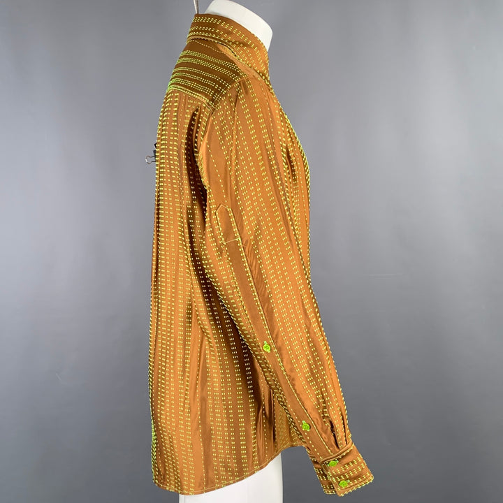 CHRISTOPHER JOHN ROGERS Size S Brown Green Viscose Blend Long Sleeve Shirt