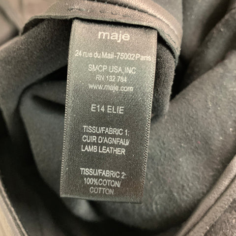 MAJE Size 0 Black Lamb Leather Cropped Casual Pants