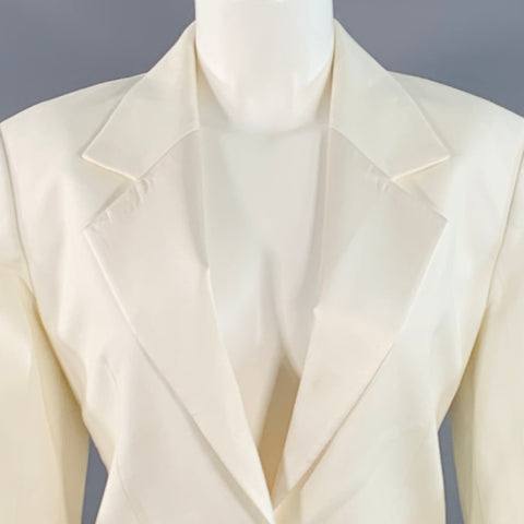 HELMUT LANG Size 8 Cream Viscose Cotton Woven Jacket Blazer