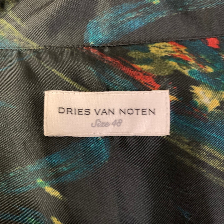 DRIES VAN NOTEN Size L Black Sequined Camp Short Sleeve Shirt