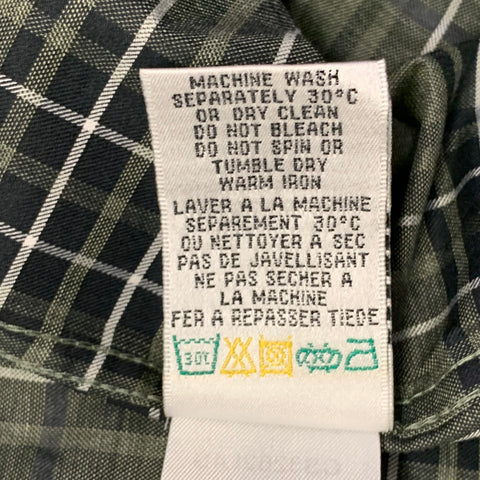 BUGATCHI Size XL Green Black Plaid Cotton Blend Long Sleeve Shirt