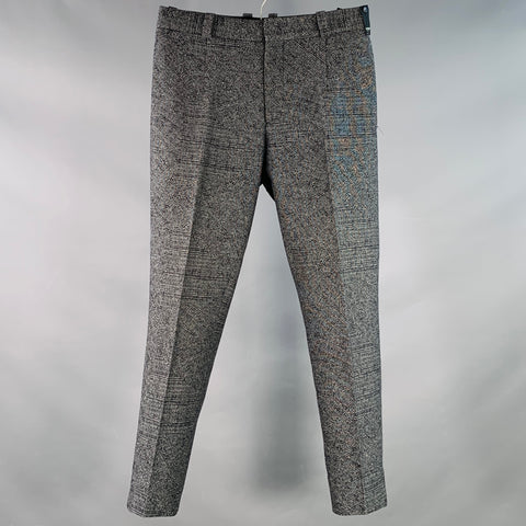 FENDI Size 30 Black Grey Glenplaid Cotton Wool Flat Front Dress Pants