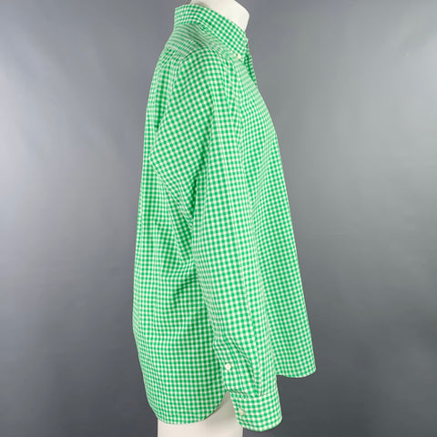 RALPH LAUREN Size M Green White Gingham Cotton Button Down Long Sleeve Shirt