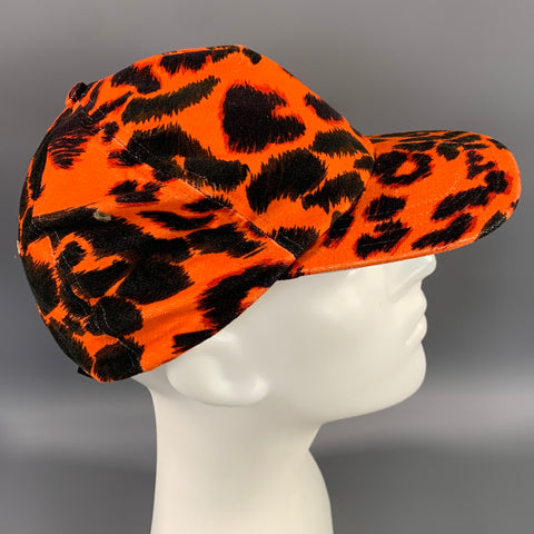 R13 Size S Orange Black Leopard Cotton Blend Hat