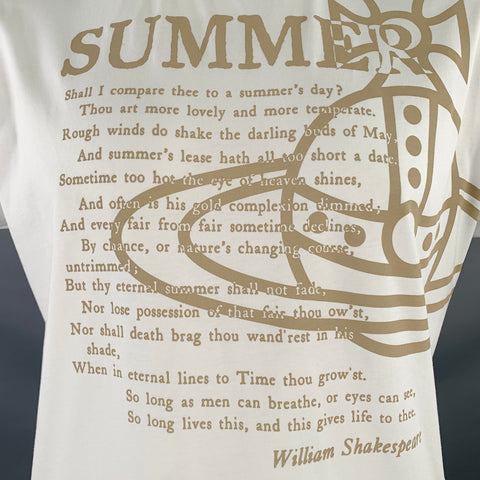 VIVIENNE WESTWOOD Size L Summer Classic White Beige Logo Cotton Blend Crew Neck T-shirt